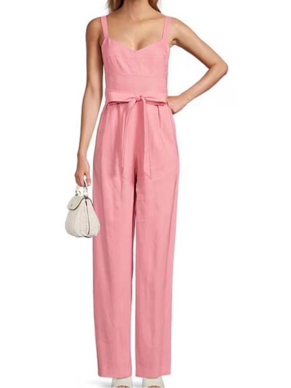 ANTONIO MELANI Pink Sleeveless Tie-Waist Wide-Leg Jumpsuit